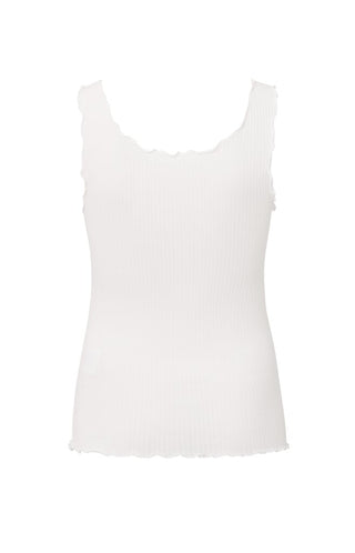 Singlet with frilled seams Wit