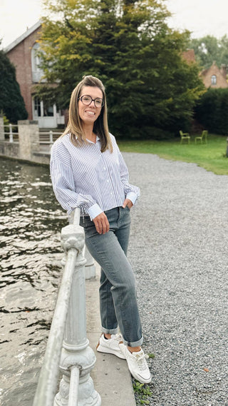 Bloes Cropped Stripes en Strass