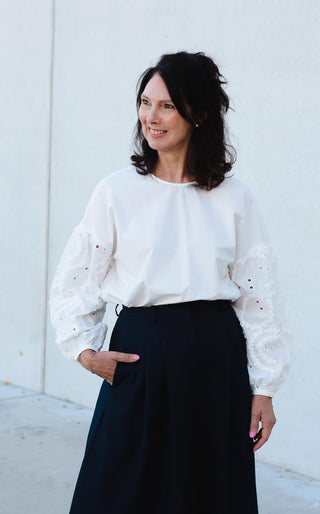 Top met Broderie Mouwen