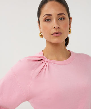 Top SS Ronde Hals Detail Basic knit