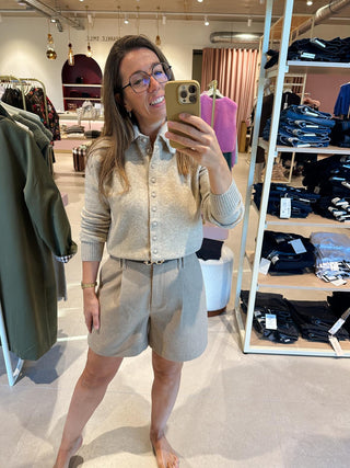 Short Woven Gemeleerde Visgraatsstof