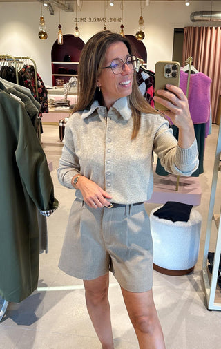 Short Woven Gemeleerde Visgraatsstof