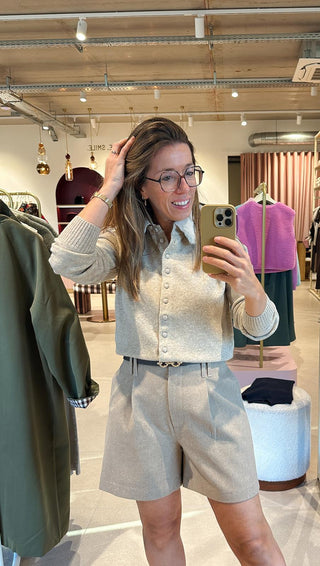 Short Woven Gemeleerde Visgraatsstof