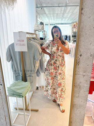 Jurk Bloemenprint Lang Multicolor