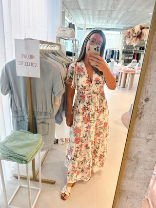 Jurk Bloemenprint Lang Multicolor