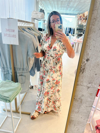 Jurk Bloemenprint Lang Multicolor