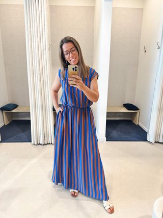 Rok met Top Strepen Blauw en Bruin