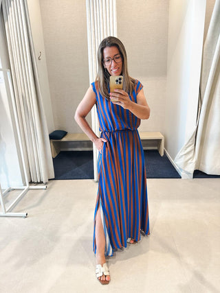Rok met Top Strepen Blauw en Bruin