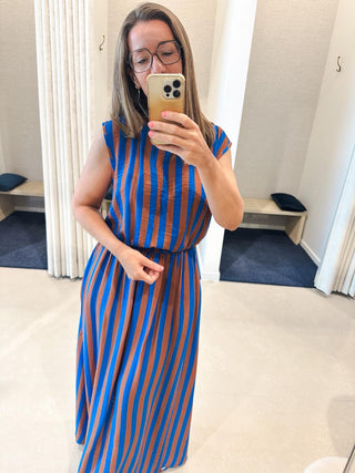 Rok met Top Strepen Blauw en Bruin