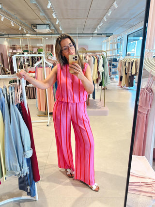 Brroek met Top Strepen Roze en Rood