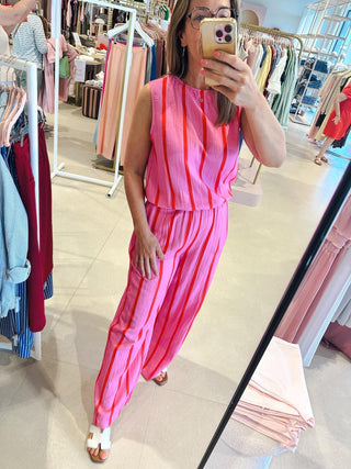Brroek met Top Strepen Roze en Rood